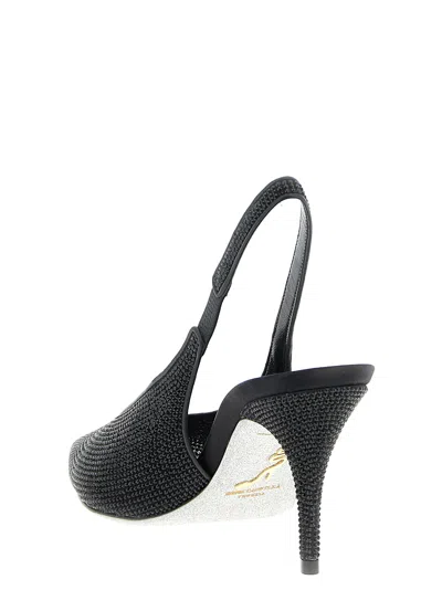 René Caovilla Textured Slingback Pump Pointed Toe In Black