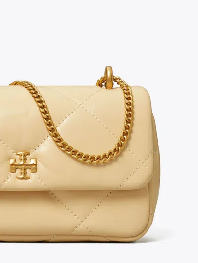 Tory Burch Mini Leather Shoulder Bag With Diamond Quilting In Neutral