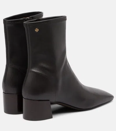 Tory Burch Stretch Leather Ankle Boots In Brown