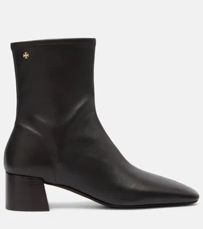 Tory Burch Stretch Leather Ankle Boots In Brown