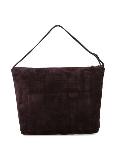 Emporio Armani Hobo Large Chain Soft Suede In Brown