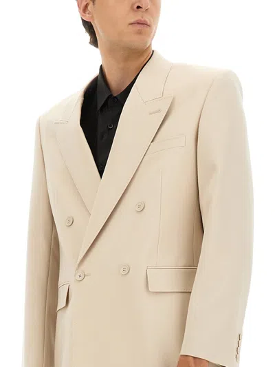 Saint Laurent Lightweight Wool Jacket In Neutral