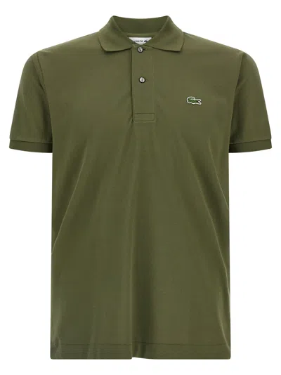 Lacoste Polo Shirt With Logo Patch And Short Sleeves In Animal Print