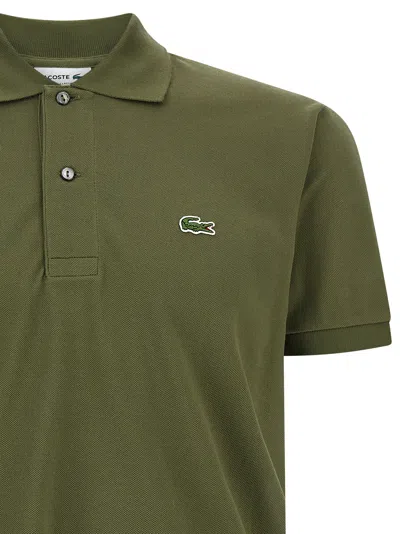 Lacoste Polo Shirt With Logo Patch And Short Sleeves In Animal Print