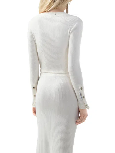 Gcds Long-sleeved Ribbed Top With Snap Buttons In Neutral