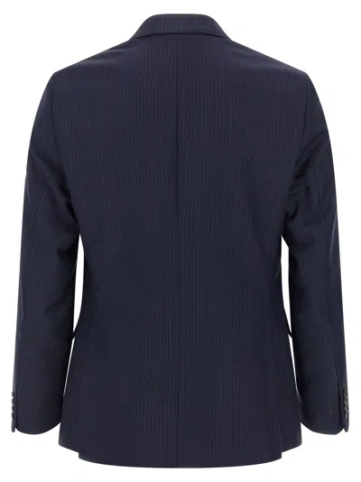 Pal Zileri Double-breasted Pinstripe Suit Jacket In Blue