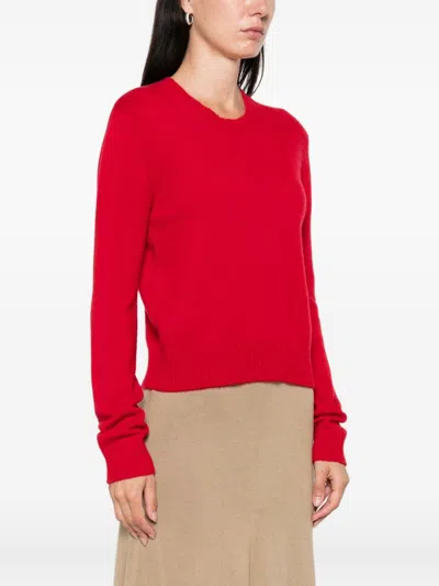 Lisa Yang Bright Red Crew-neck Long-sleeve Sweater In Red