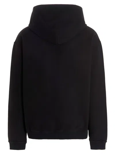 Maison Margiela Minimalist Black Hoodie With Upside-down Logo In Black