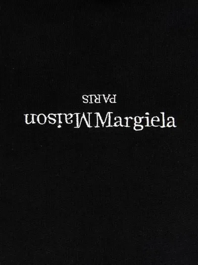 Maison Margiela Minimalist Black Hoodie With Upside-down Logo In Black
