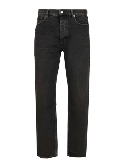 Saint Laurent Mick Black Jeans With Logo Patch On The Rear In Denim Man In Black