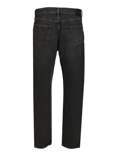 Saint Laurent Mick Black Jeans With Logo Patch On The Rear In Denim Man In Black