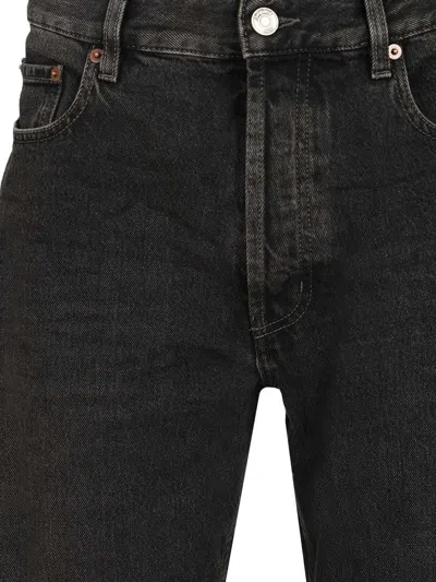 Saint Laurent Mick Black Jeans With Logo Patch On The Rear In Denim Man In Black