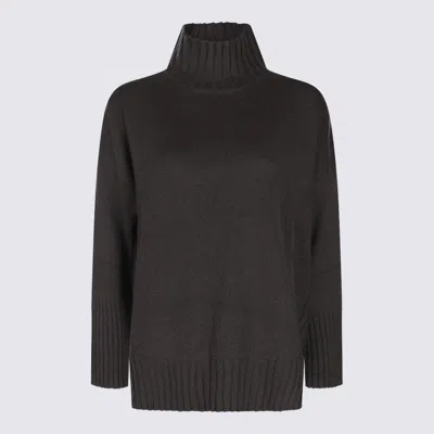 Antonelli Dark Brown Wool Knitwear In Black