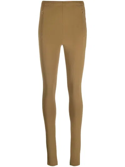 Wardrobe.nyc High-waisted Leggings With Side Zip Pockets In Brown
