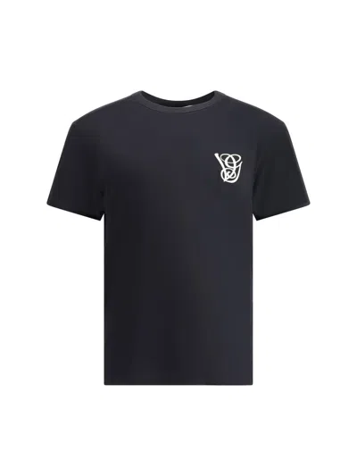 Valentino Cotton T-shirt With Vg Patch In Blue