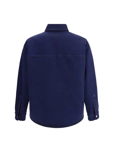Gucci Blue Jacket With Classic Collar And Reversible Design In Cotton Man In Blue