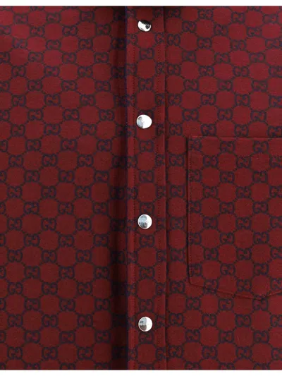 Gucci Blue Jacket With Classic Collar And Reversible Design In Cotton Man In Blue