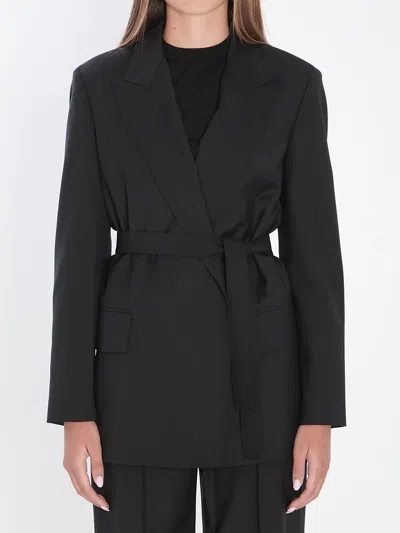 Max Mara Blazer In Wool Canvas In Black