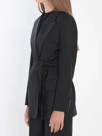 Max Mara Blazer In Wool Canvas In Black