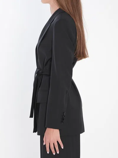 Max Mara Blazer In Wool Canvas In Black