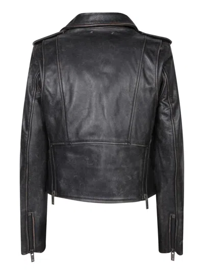 Golden Goose Deluxe Brand Cracked Effect Leather Biker Jacket In Black
