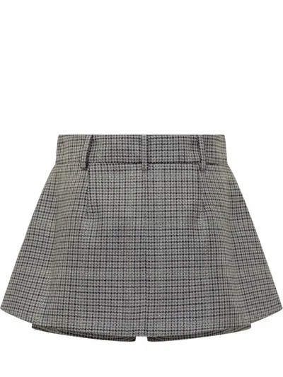 Des_phemmes Houndstooth-pattern Tailored Skort In Gray