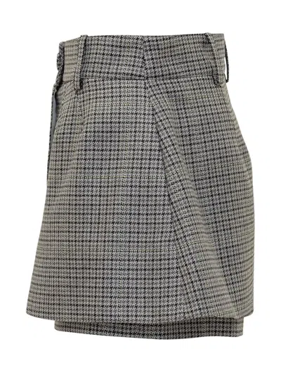 Des_phemmes Houndstooth-pattern Tailored Skort In Gray