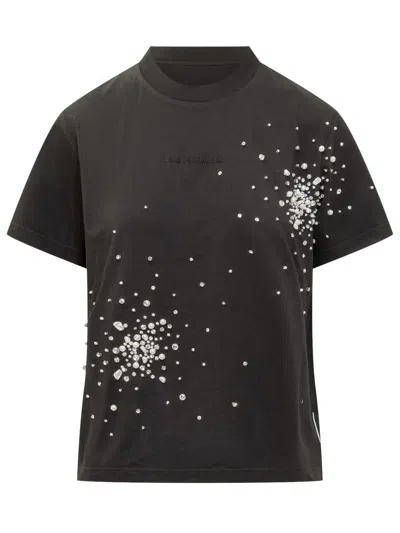 Des_phemmes Des Phemmes T-shirt With Rhinestones In Black