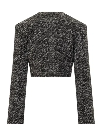 Diesel Cropped Jacket In Bouclé Fabric In Black