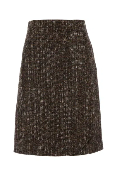 Fendi Women Multicolor Tweed Skirt In Brown