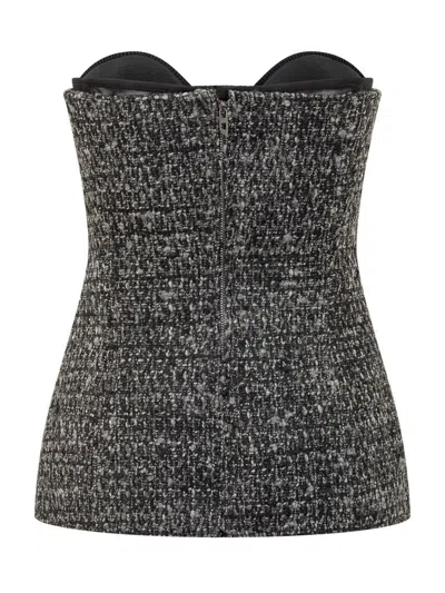 Diesel Bouclé Corset Top With Ultra-low Cut In Gray