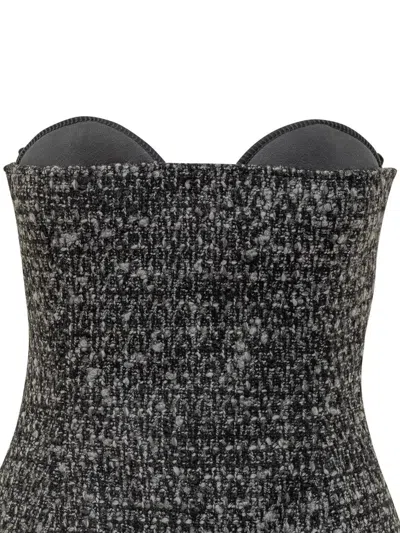 Diesel Bouclé Corset Top With Ultra-low Cut In Gray