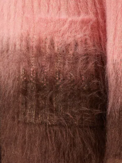 Fendi Gradient Knit Cardigan Featuring Front Pockets In Pink