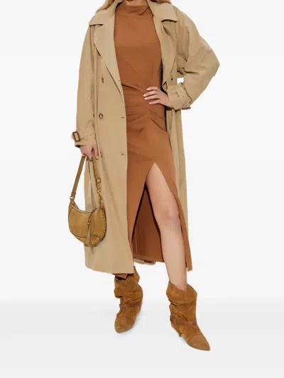 Isabel Marant Nadela Midi Dress With Side Slit In Brown