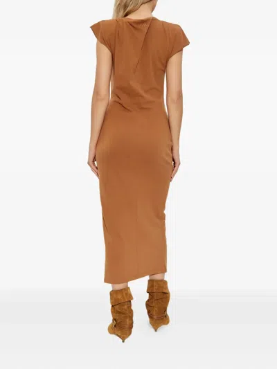 Isabel Marant Nadela Midi Dress With Side Slit In Brown