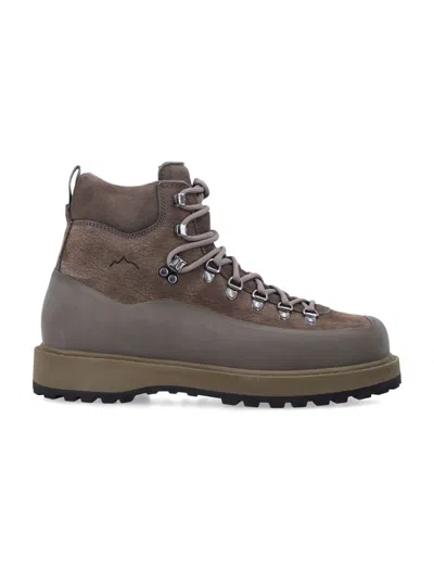 Diemme Roccia Vet Rubber-trimmed Full-grain Leather Hiking Boots In Gray
