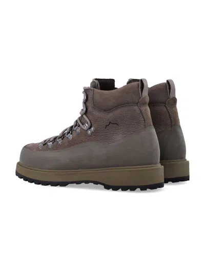 Diemme Roccia Vet Rubber-trimmed Full-grain Leather Hiking Boots In Gray