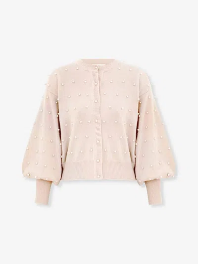 Zimmermann Pearl-embellished Balloon-sleeve Cardigan In Animal Print