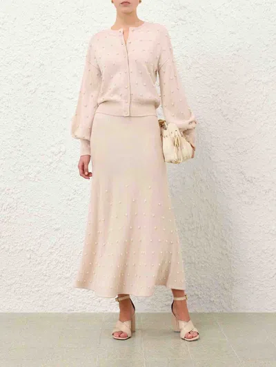 Zimmermann Pearl-embellished Balloon-sleeve Cardigan In Animal Print