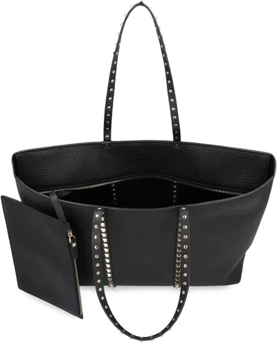 Valentino Rockstud Leather Tote Bag In Blue
