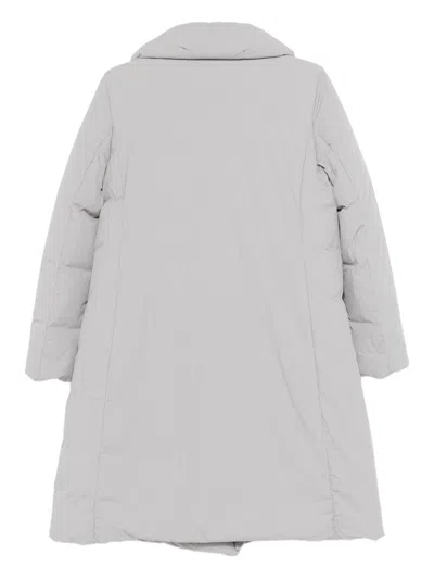 Emporio Armani Nylon Midi Down Jacket In Neutral