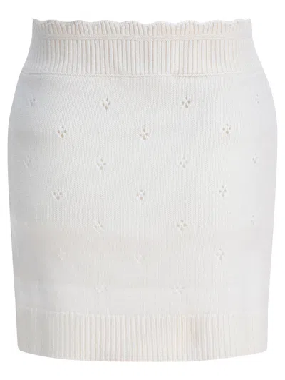 Chloé Women Openwork Wool And Cashmere Miniskirt In White