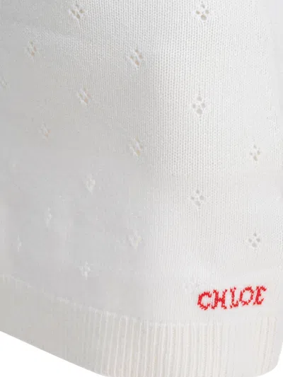 Chloé Women Openwork Wool And Cashmere Miniskirt In White