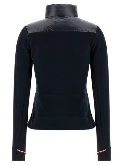 Moncler Blue Wool Zip-up Padded Cardigan In Multi