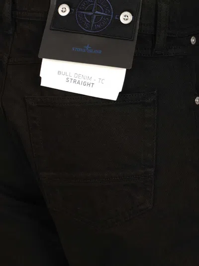 Stone Island Five-pocket Trousers With Belt Loops And Contrast Stitching In Black