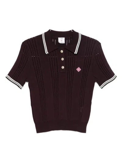 Casablanca Cotton Knit Polo Shirt In Brown
