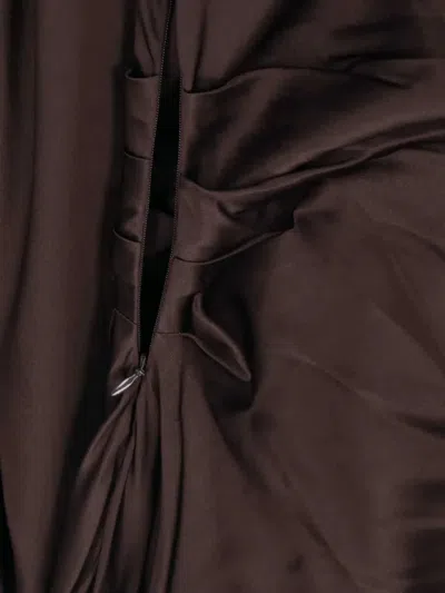 Staud Marcel Ruched Stretch-silk Charmeuse Midi Dress In Burgundy