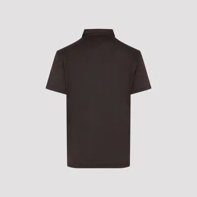 Giorgio Armani Silk Cotton Polo Shirt With Regular Fit In Brown