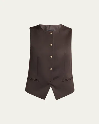 Giorgio Armani Single-breasted Wool Vest In Burgundy