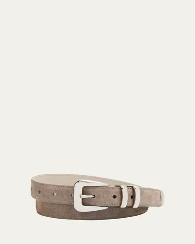 Brunello Cucinelli Men's Suede Western Belt In Brown